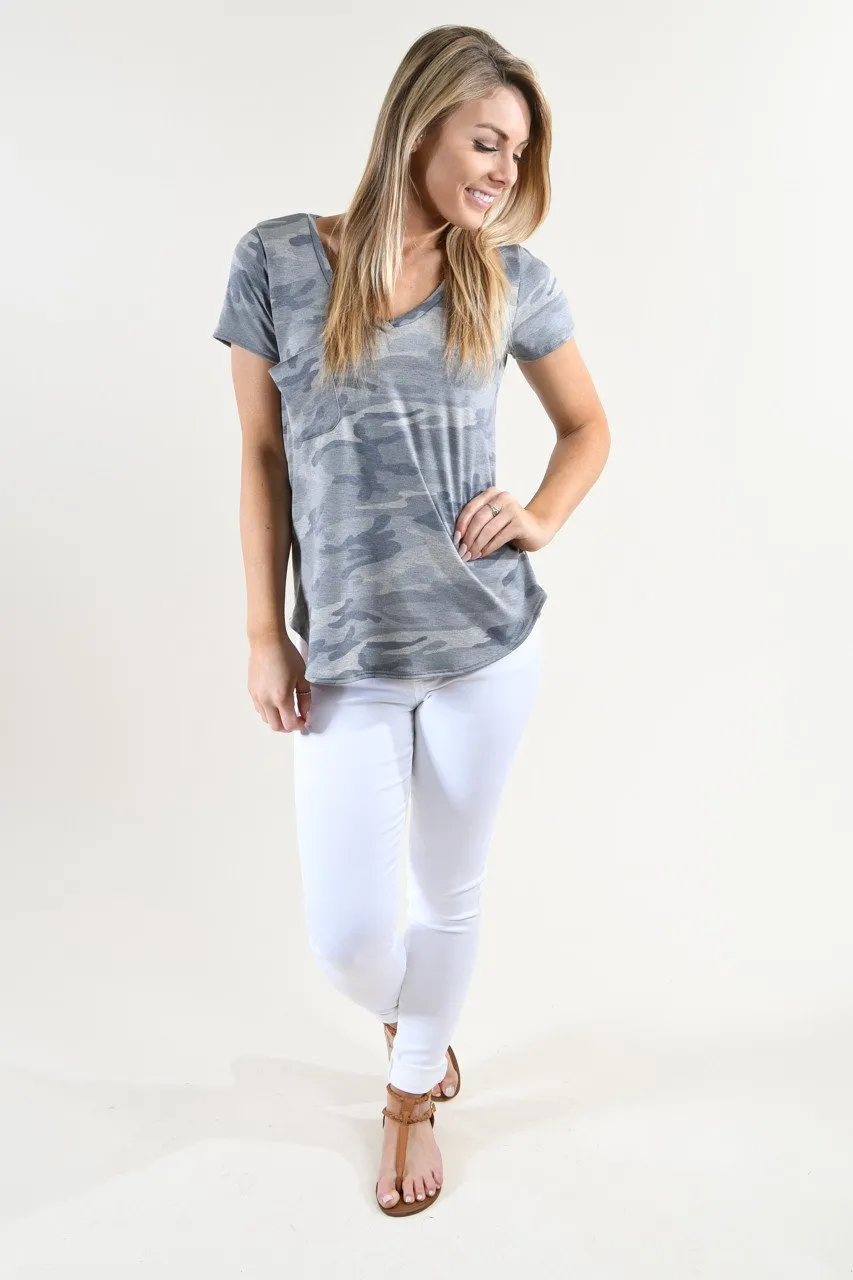 Short Sleeve Camo Top