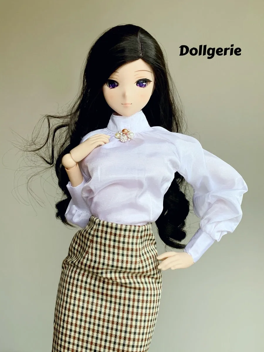 Silky White Librarian Blouse