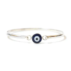 Silver Cuff Evil Eye Bracelet