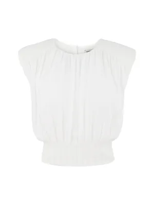 Simkhai Matilda Short Sleeve Cropped Top in Ivory