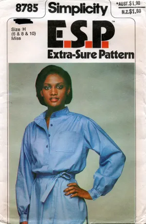 Simplicity 8785 Womens EASY Pullover Blouse & Tie Belt 1970s Vintage Sewing Pattern Size 6 - 10 UNCUT Factory Folded
