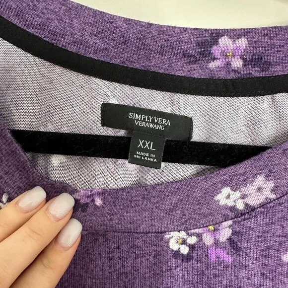 Simply Vera by Vera Wang 2 piece Purple Floral PJ Set XXL
