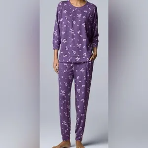 Simply Vera by Vera Wang 2 piece Purple Floral PJ Set XXL