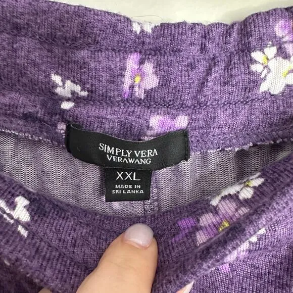 Simply Vera by Vera Wang 2 piece Purple Floral PJ Set XXL