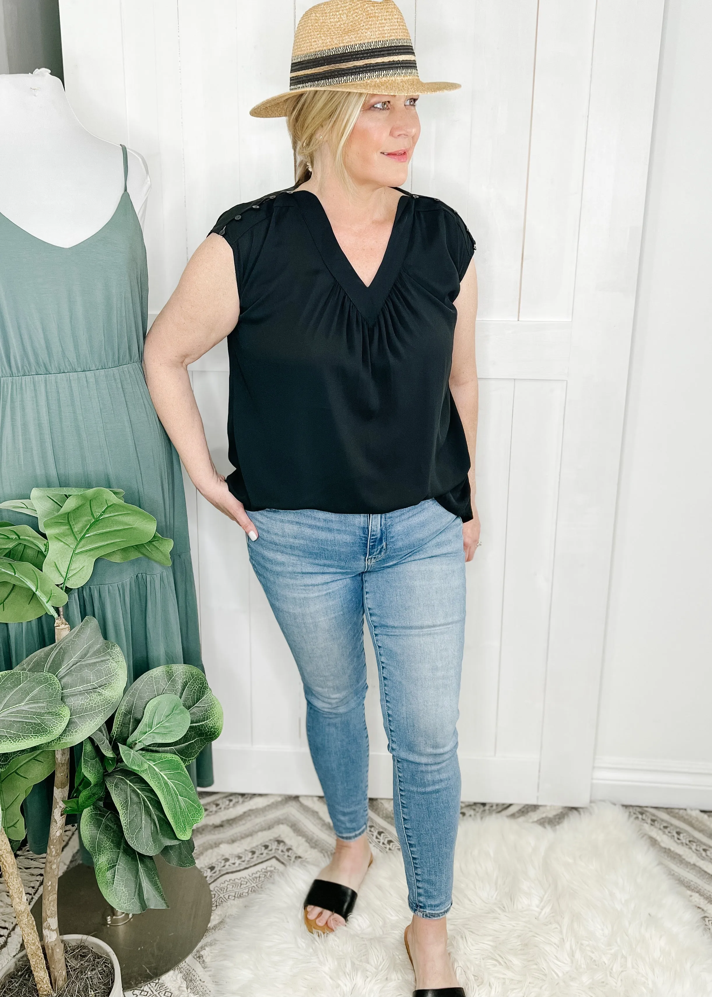 Sleeveless V-Neck Top