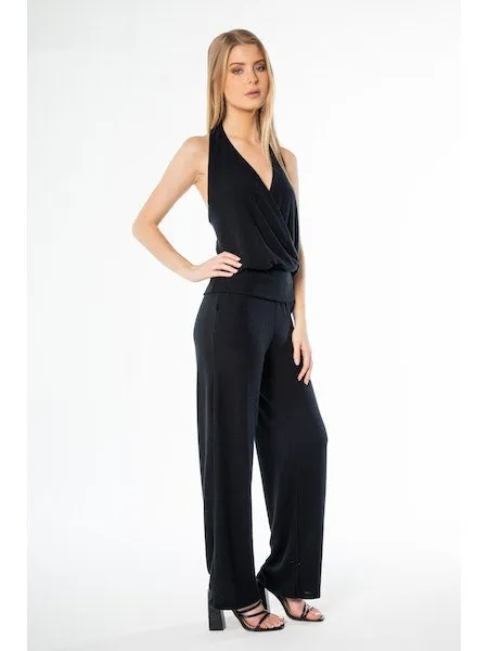Sleeveless Wrap-Front Halter Top