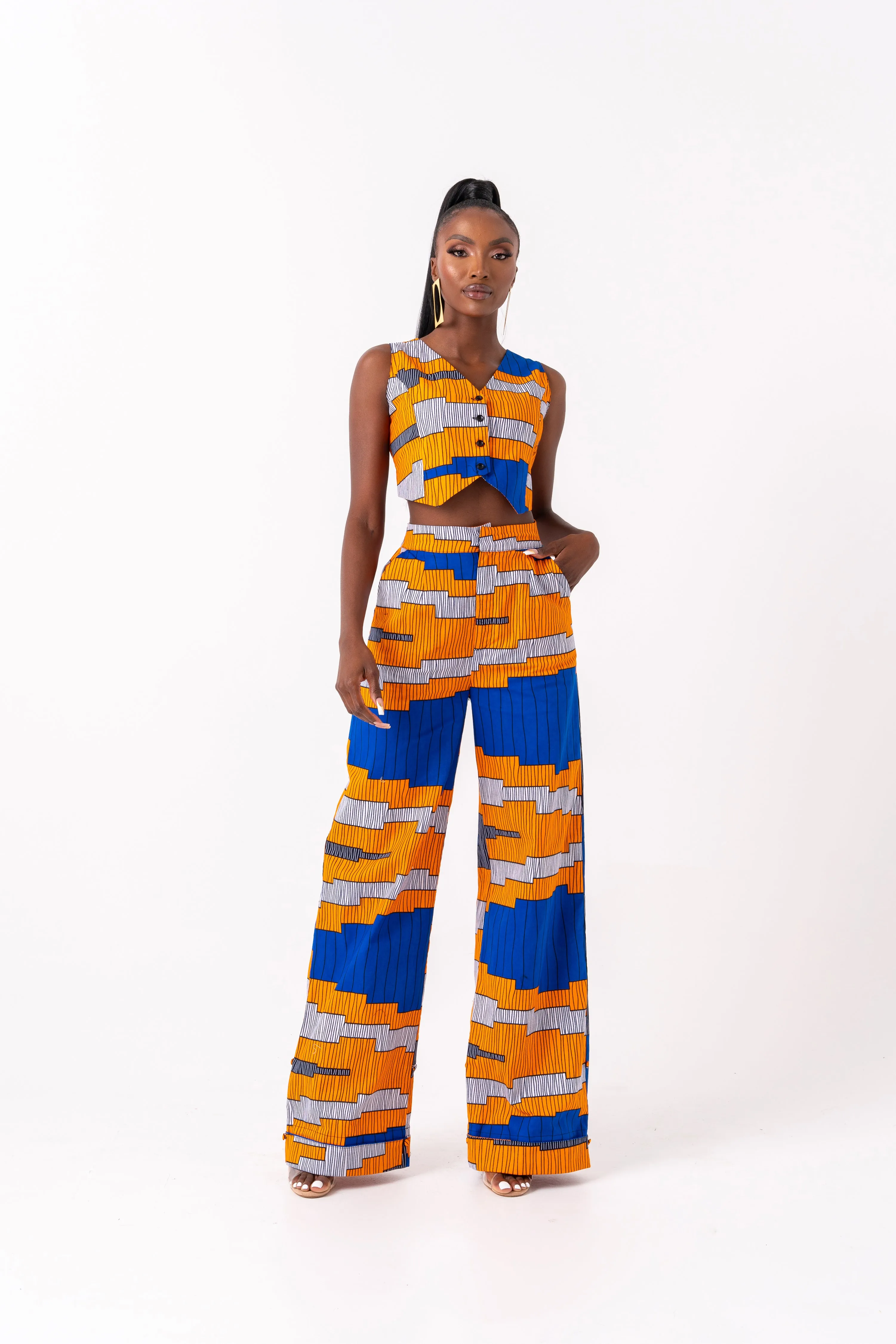 SOMIE African Print high waist trousers ( 3 LENGTH)