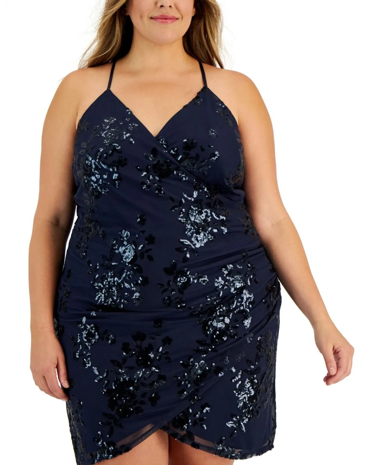 Speechless Trendy Plus Size Sequined Tulip-Skirt Dress D91831WTE20 Navy Blue 22W