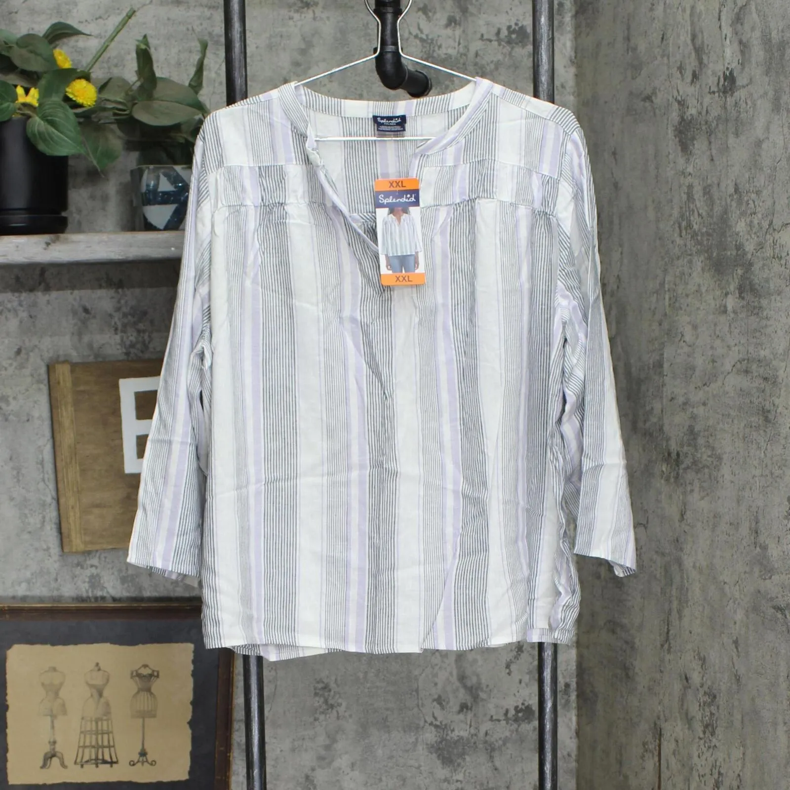Splendid Womens Ladies V-Neck Woven Blouse Shirt 1753910