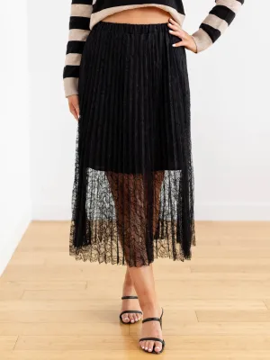 Steve Madden Kiera Pleated Lace Skirt