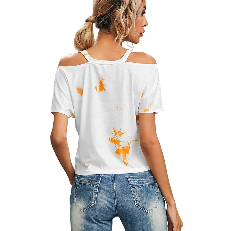 Straight Collar Tie-Dye T-Shirt