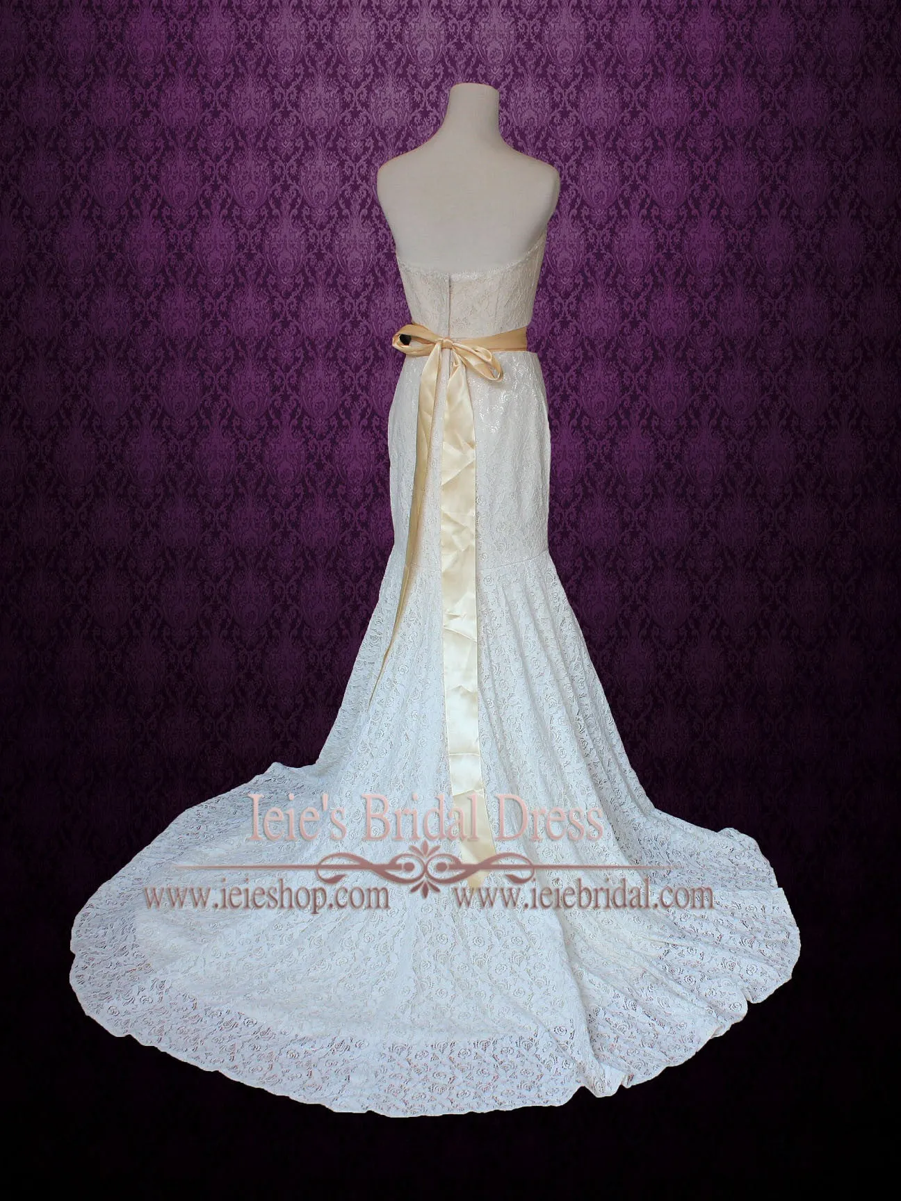 Strapless Cotton Lace Mermaid Wedding Dress | Angela