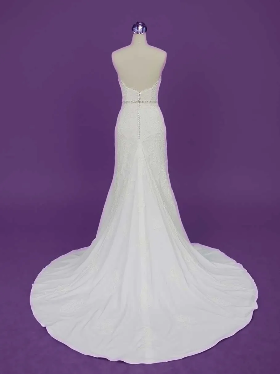 Strapless Fitted A-line Wedding Dress with Lace Accents RS2007