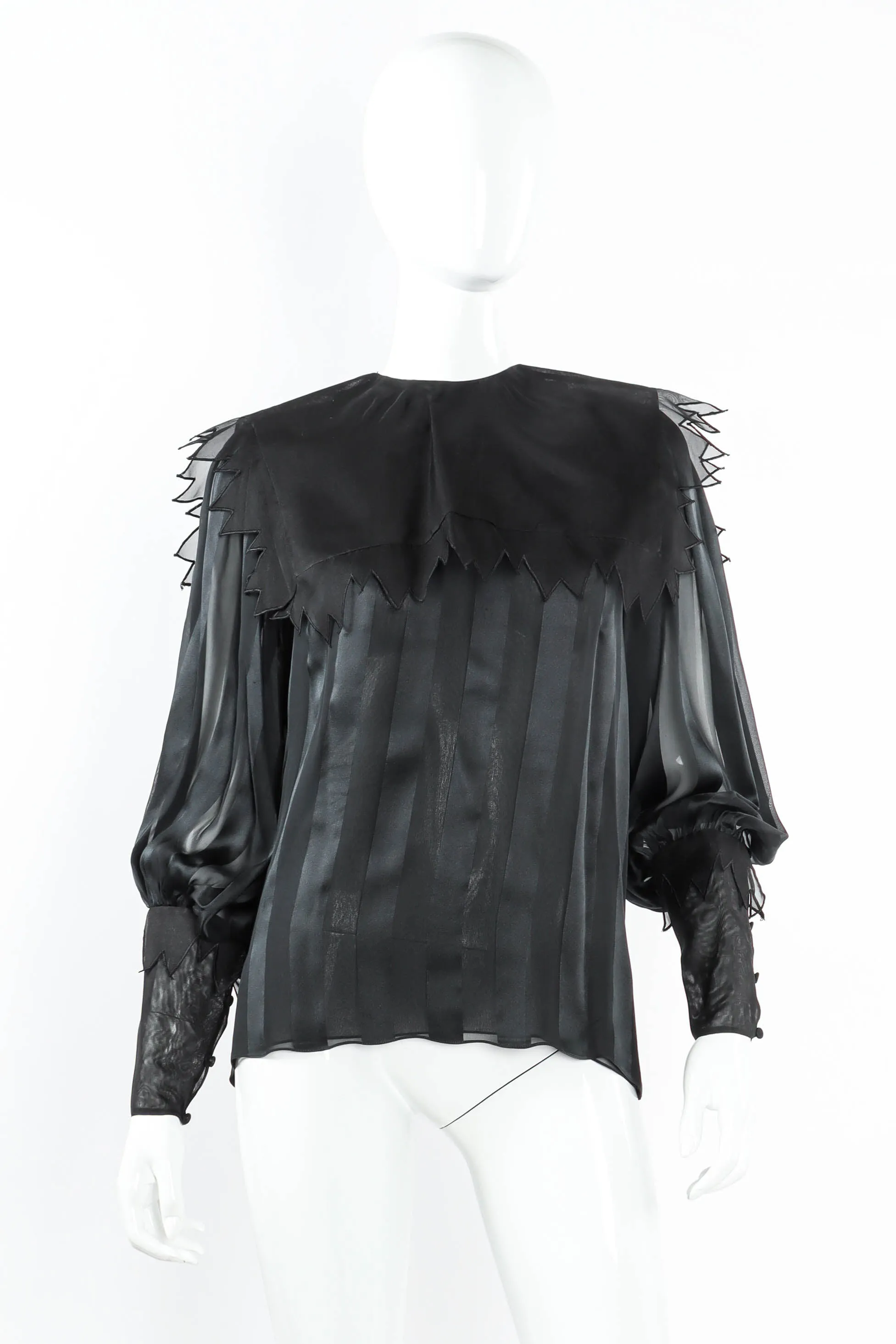 Stripe Silk Mesh Blouse