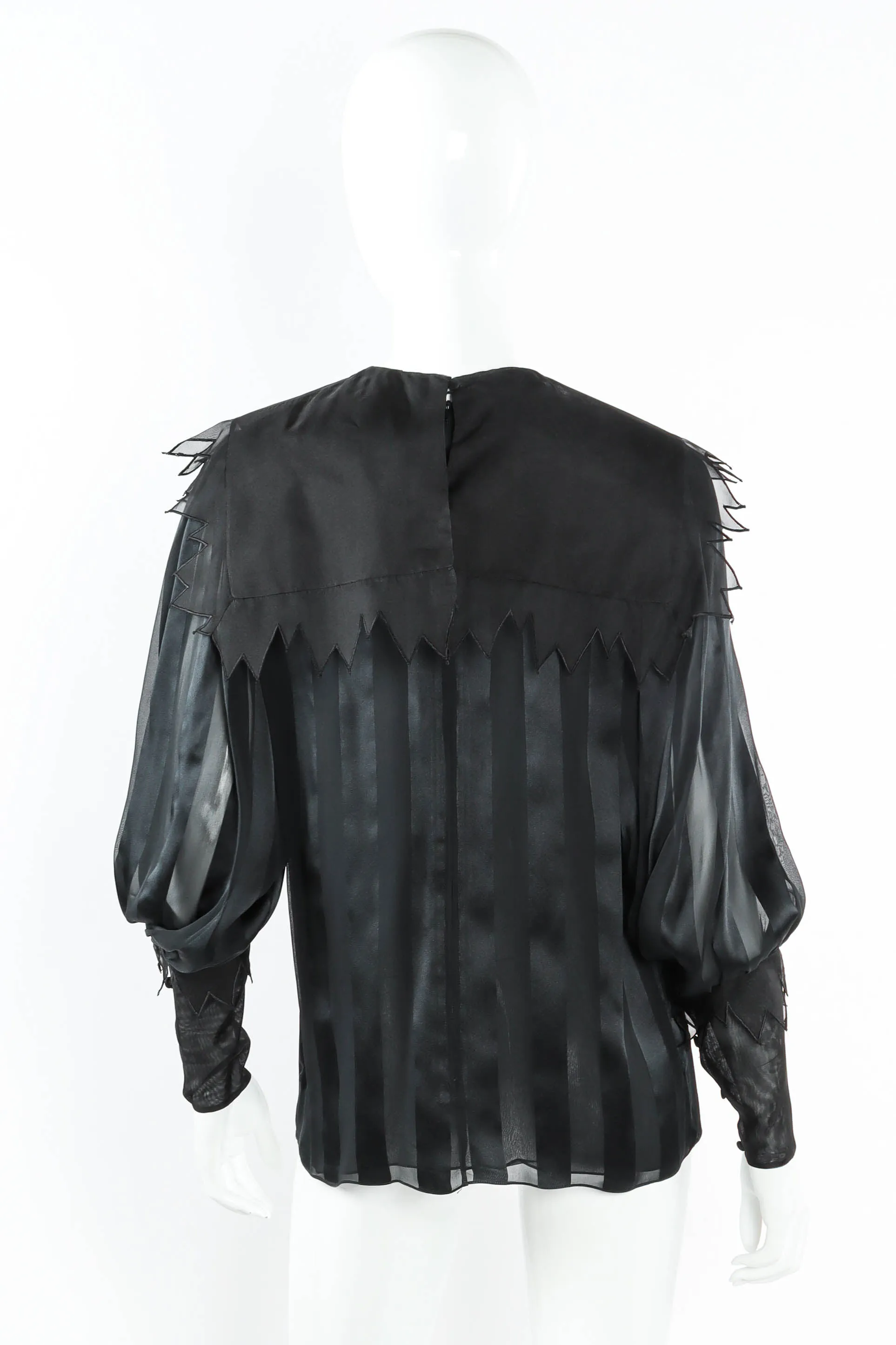 Stripe Silk Mesh Blouse