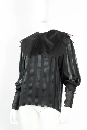 Stripe Silk Mesh Blouse