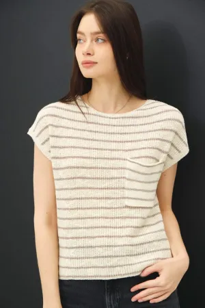 Striped Cap Sleeve Sweater