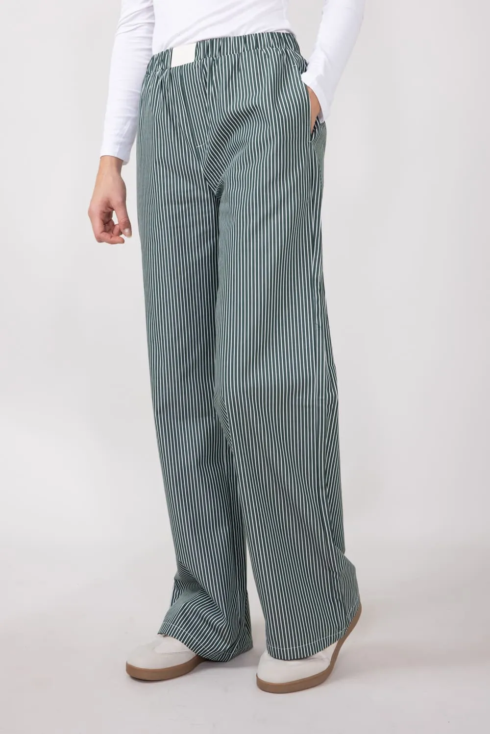Striped Relaxed PJ Pants for Women in Forest Green | PSP1438-FORESTGREEN