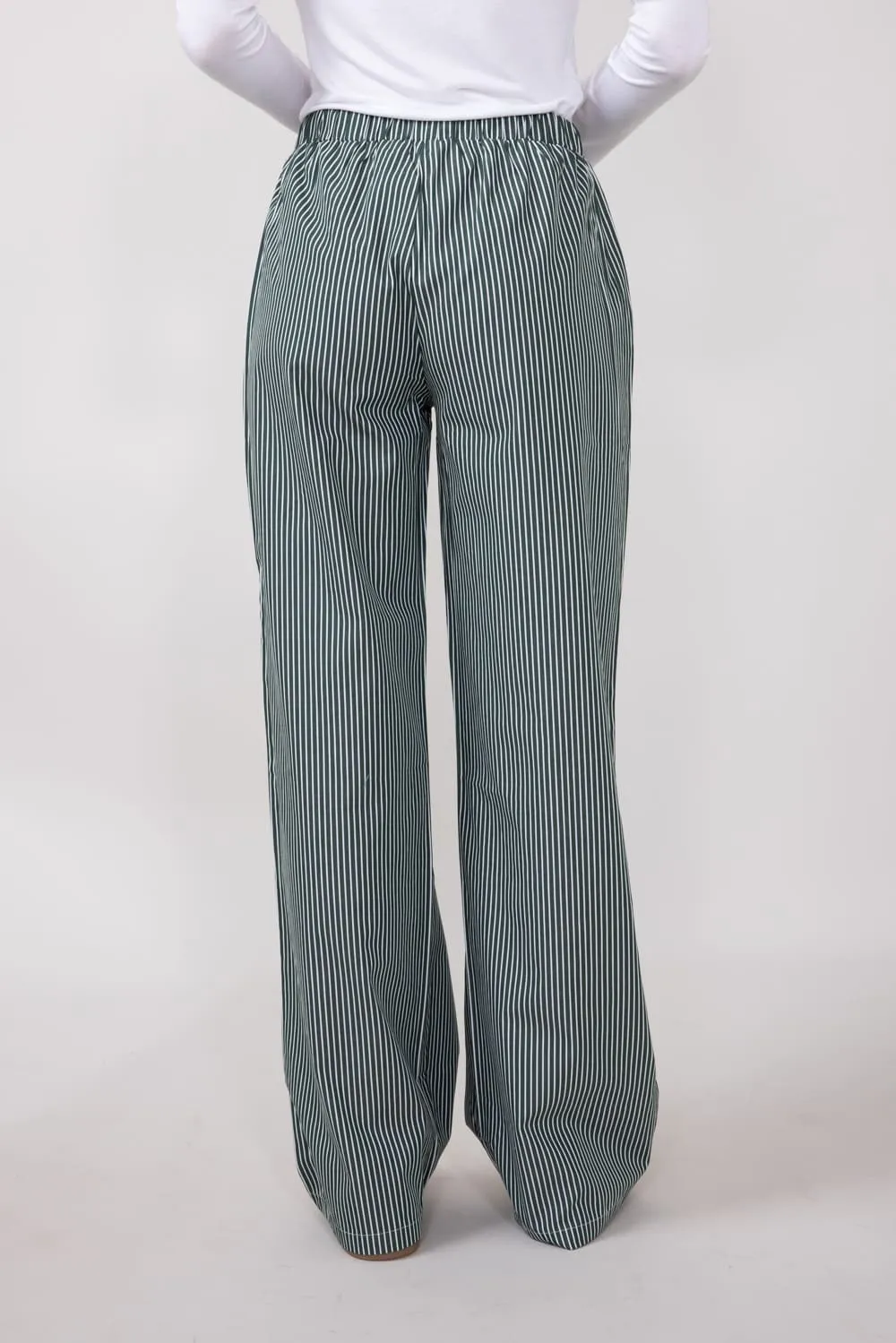 Striped Relaxed PJ Pants for Women in Forest Green | PSP1438-FORESTGREEN