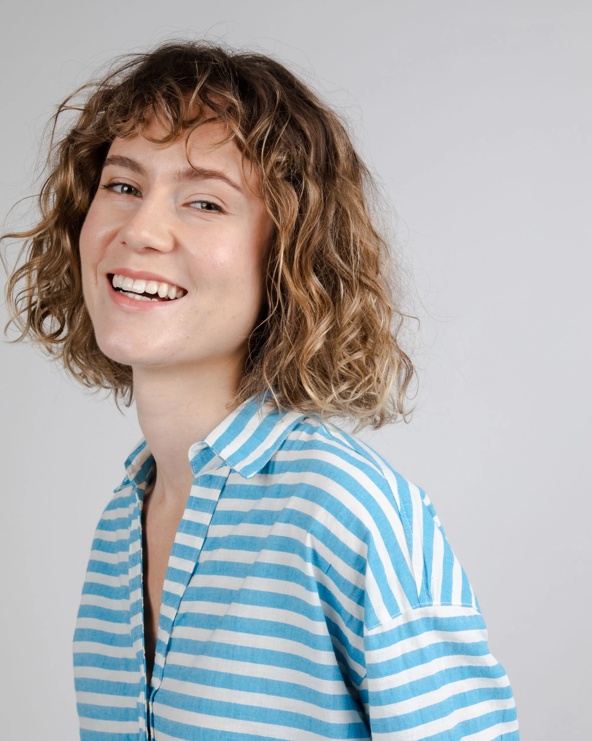 Stripes Cropped Blouse Blue