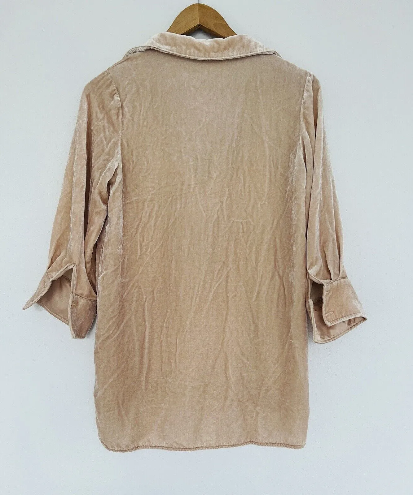 Sundance Blue Tassel 100% Silk Velvet Velour Top Tunic V Neck Collar Hi-Low