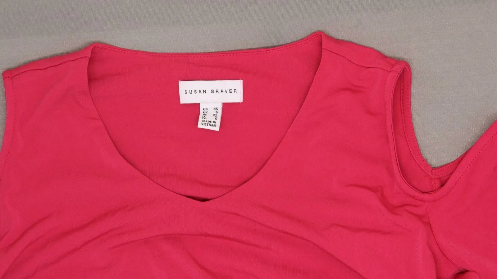 Susan Graver Women's Liquid Knit Cold Shoulder Tiered Top Deep Pink XS