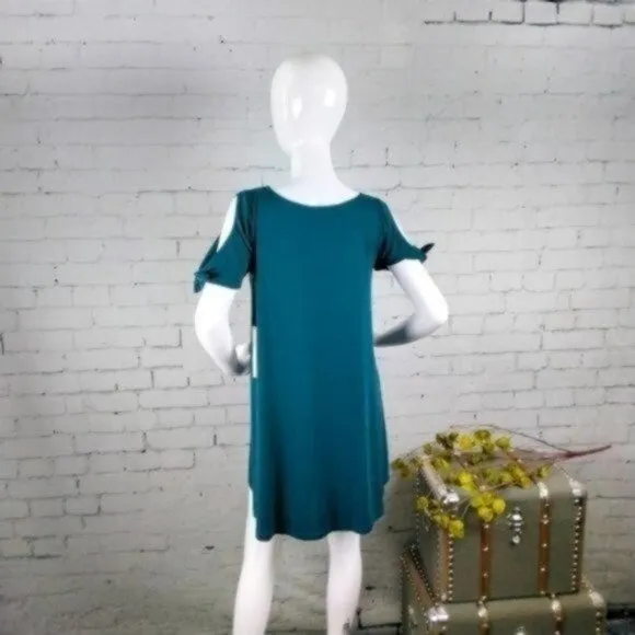 Susana Monaco Tie Mini Swing Dress Pine Needle Teal Size XS
