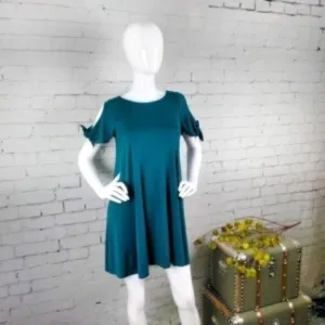 Susana Monaco Tie Mini Swing Dress Pine Needle Teal Size XS