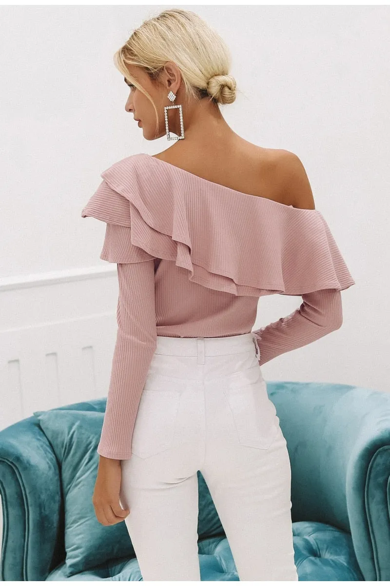 Sweet Wishes Slim Fit Knitted Blouse - Pink