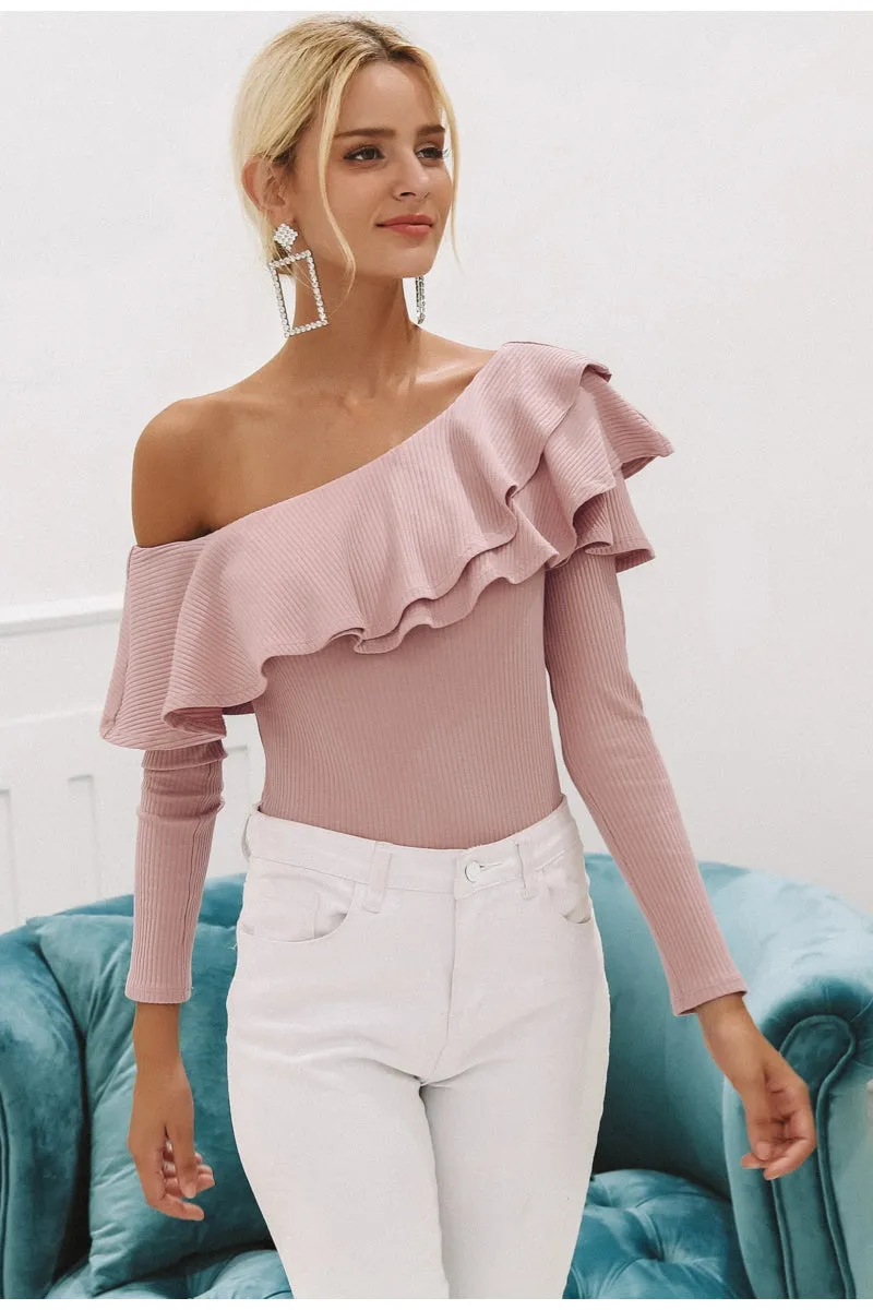 Sweet Wishes Slim Fit Knitted Blouse - Pink