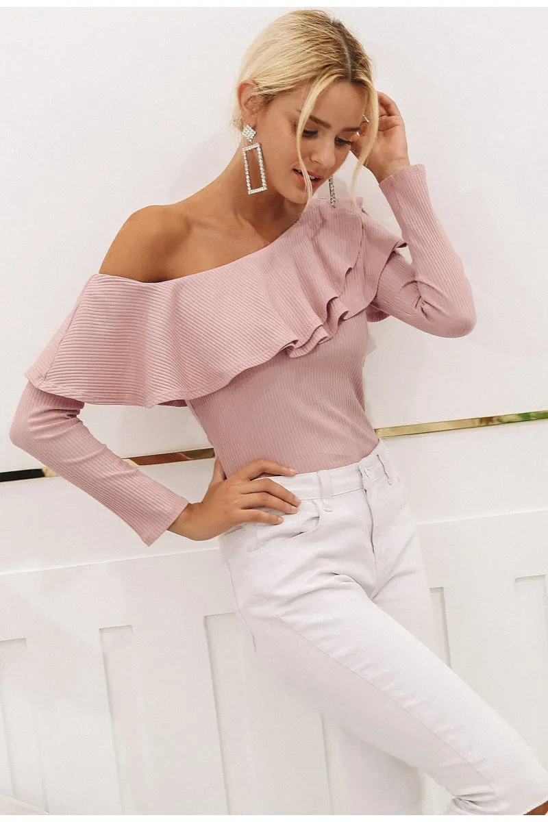 Sweet Wishes Slim Fit Knitted Blouse - Pink