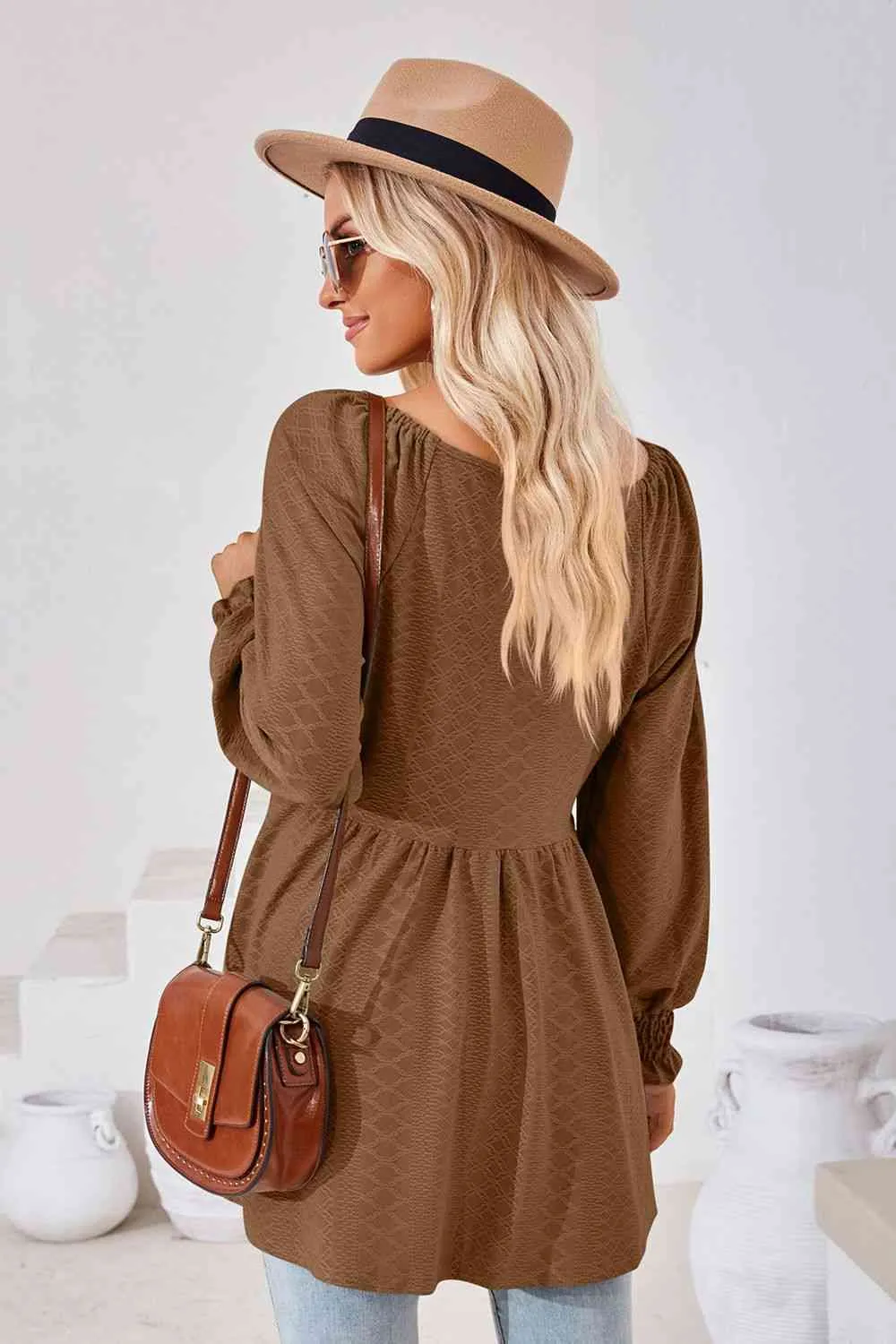 Tami V-Neck Lantern Sleeve Blouse