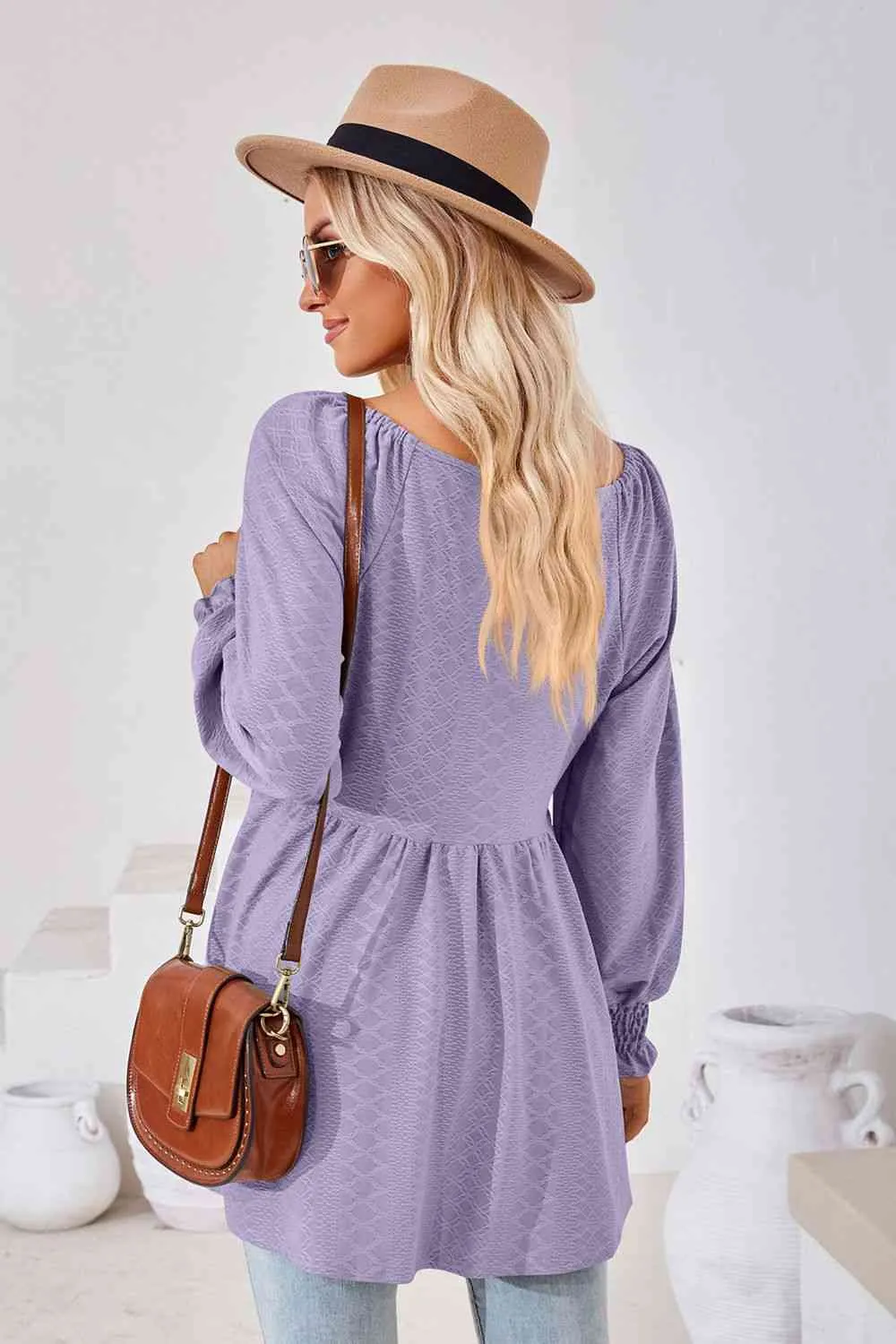 Tami V-Neck Lantern Sleeve Blouse