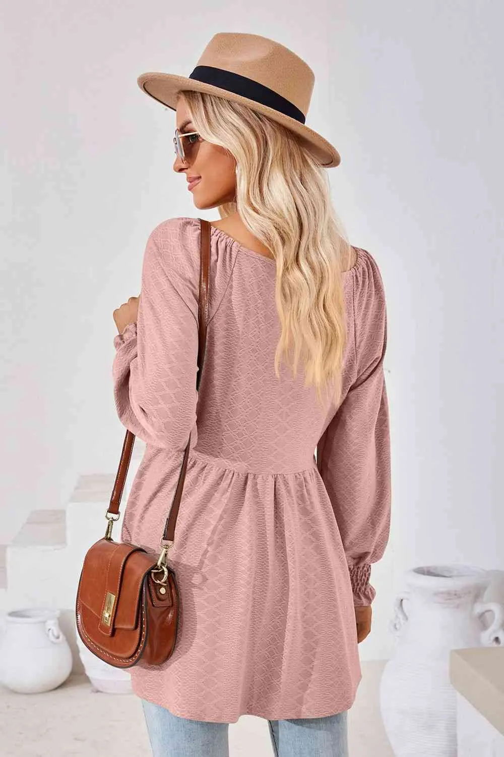 Tami V-Neck Lantern Sleeve Blouse