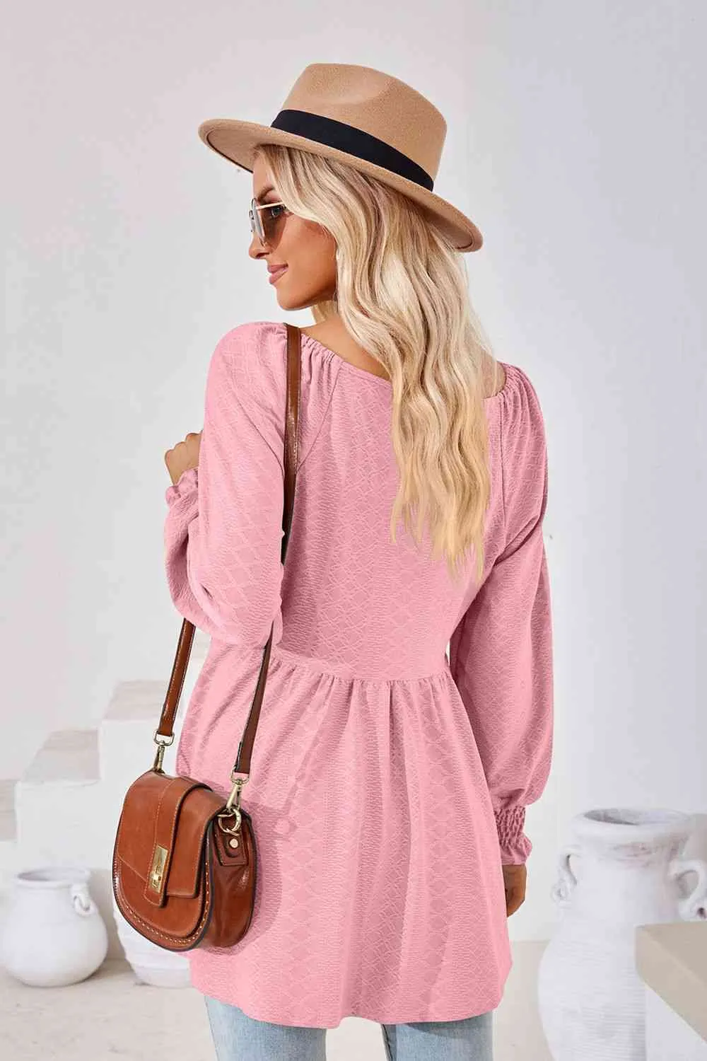 Tami V-Neck Lantern Sleeve Blouse