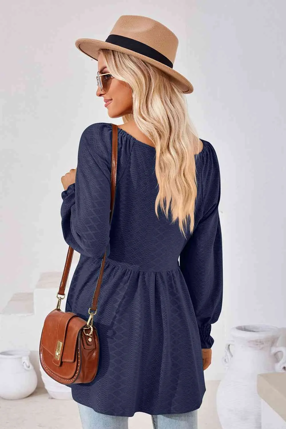 Tami V-Neck Lantern Sleeve Blouse