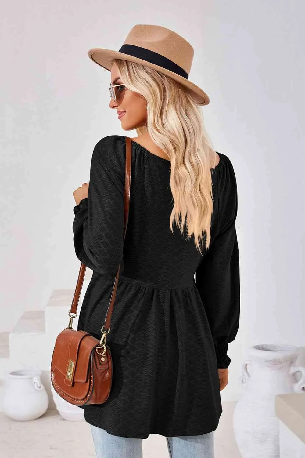 Tami V-Neck Lantern Sleeve Blouse