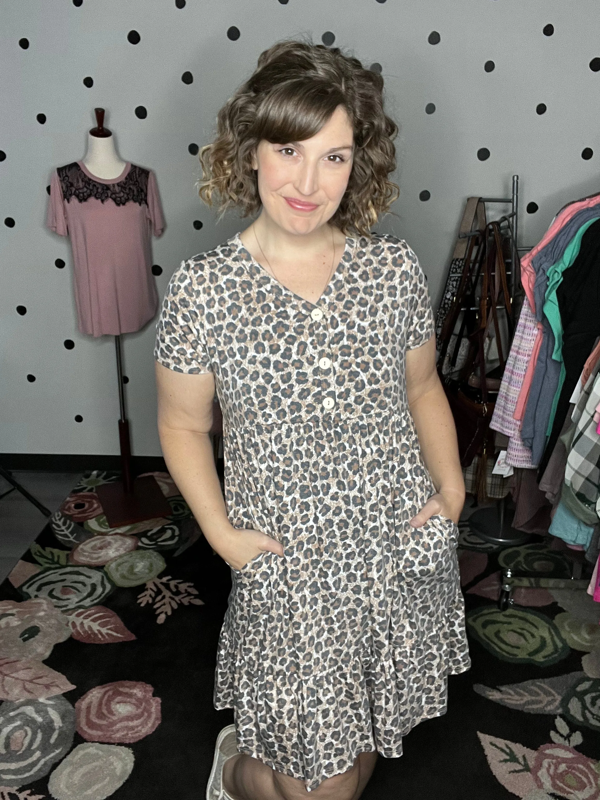 Taupe Leopard Fit & Flare Dress