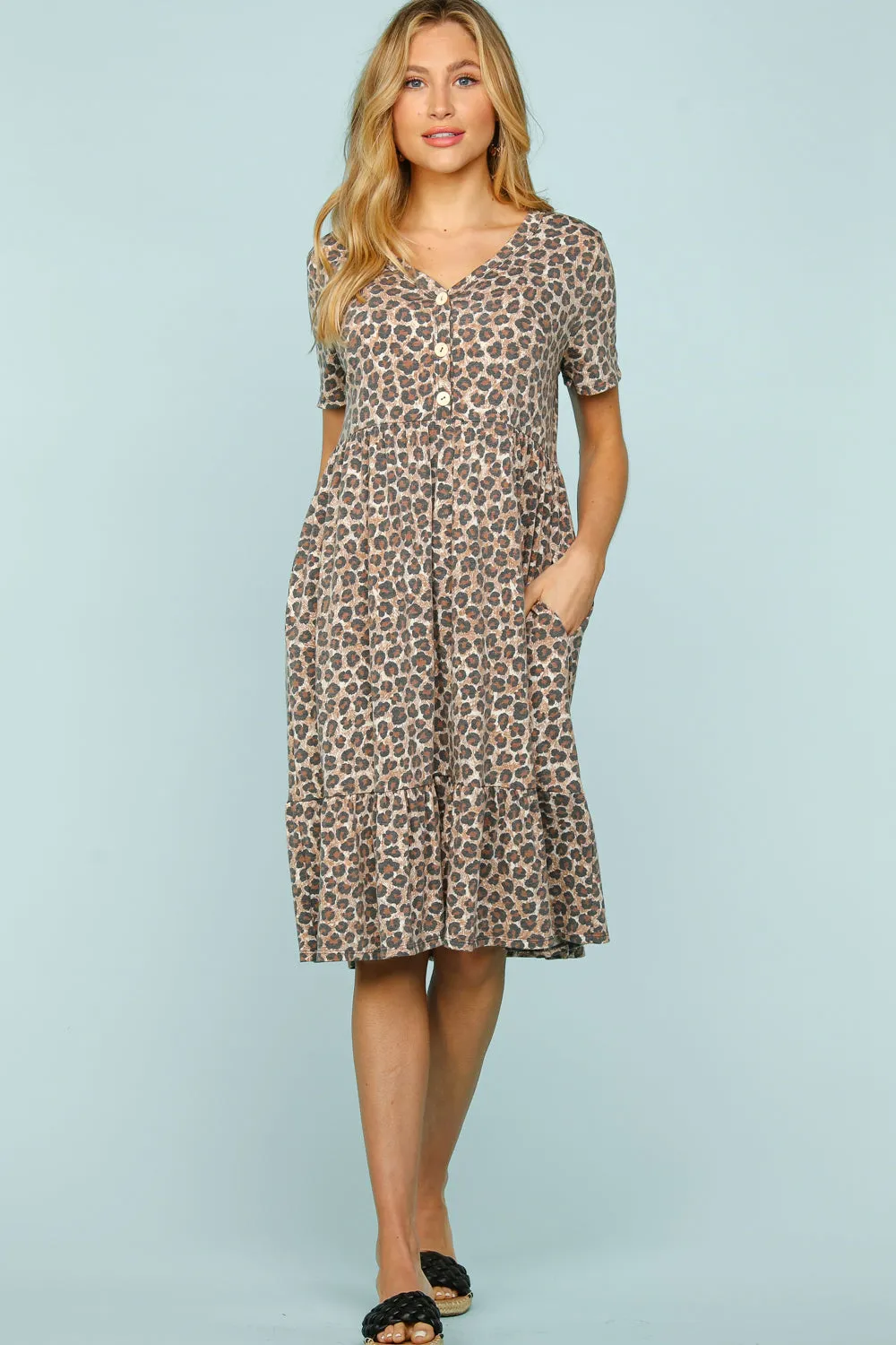 Taupe Leopard Fit & Flare Dress