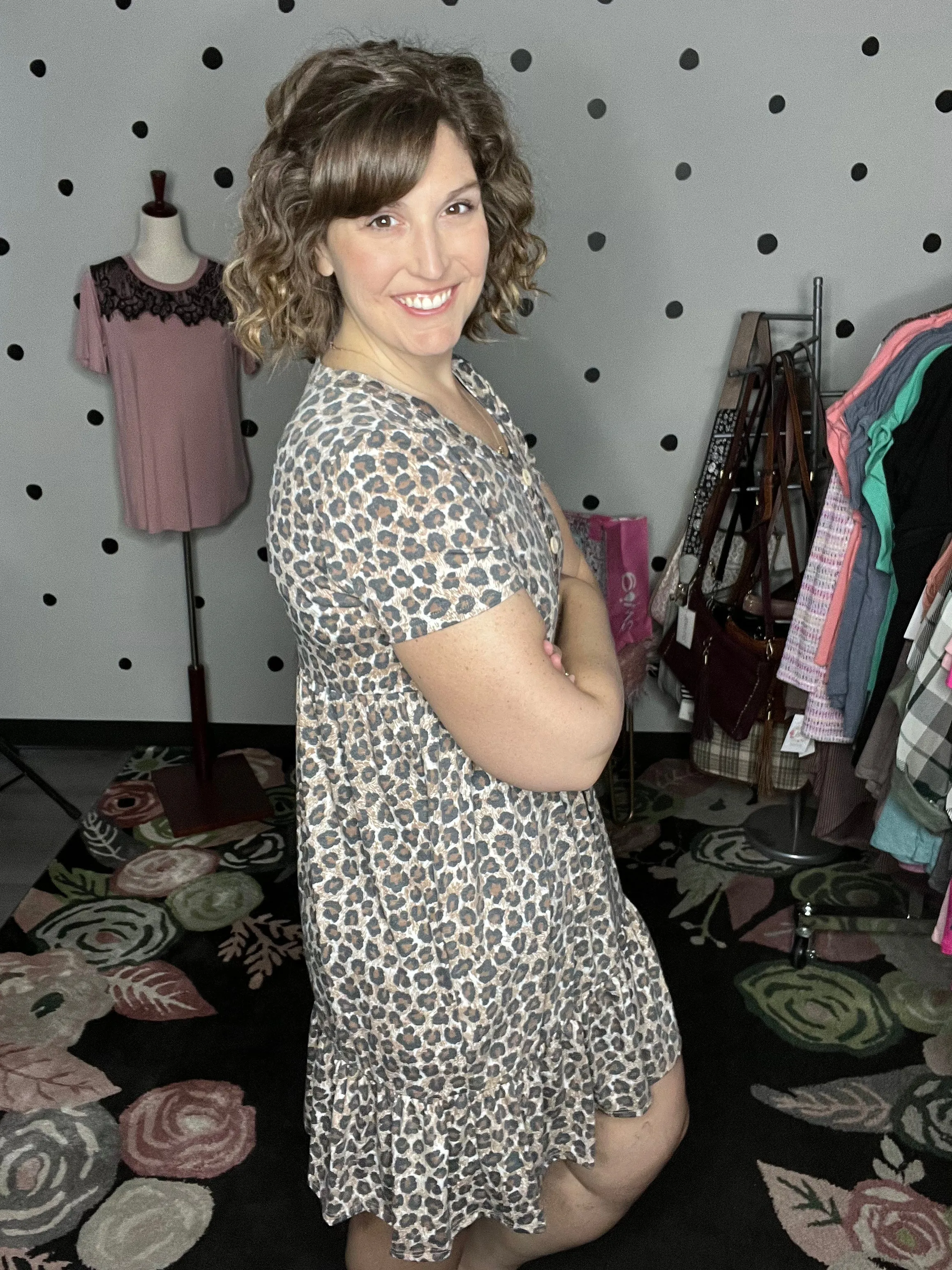 Taupe Leopard Fit & Flare Dress