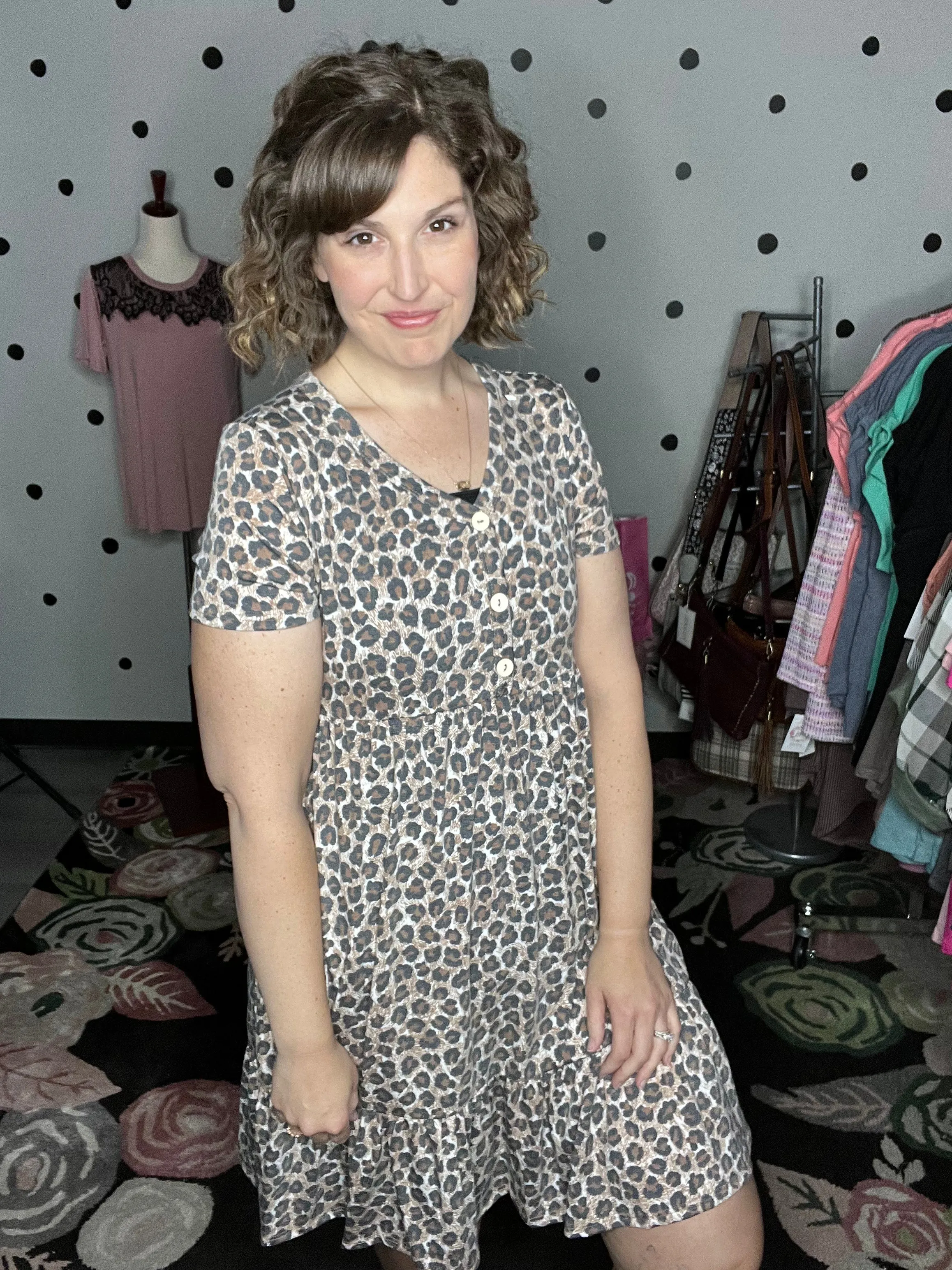 Taupe Leopard Fit & Flare Dress