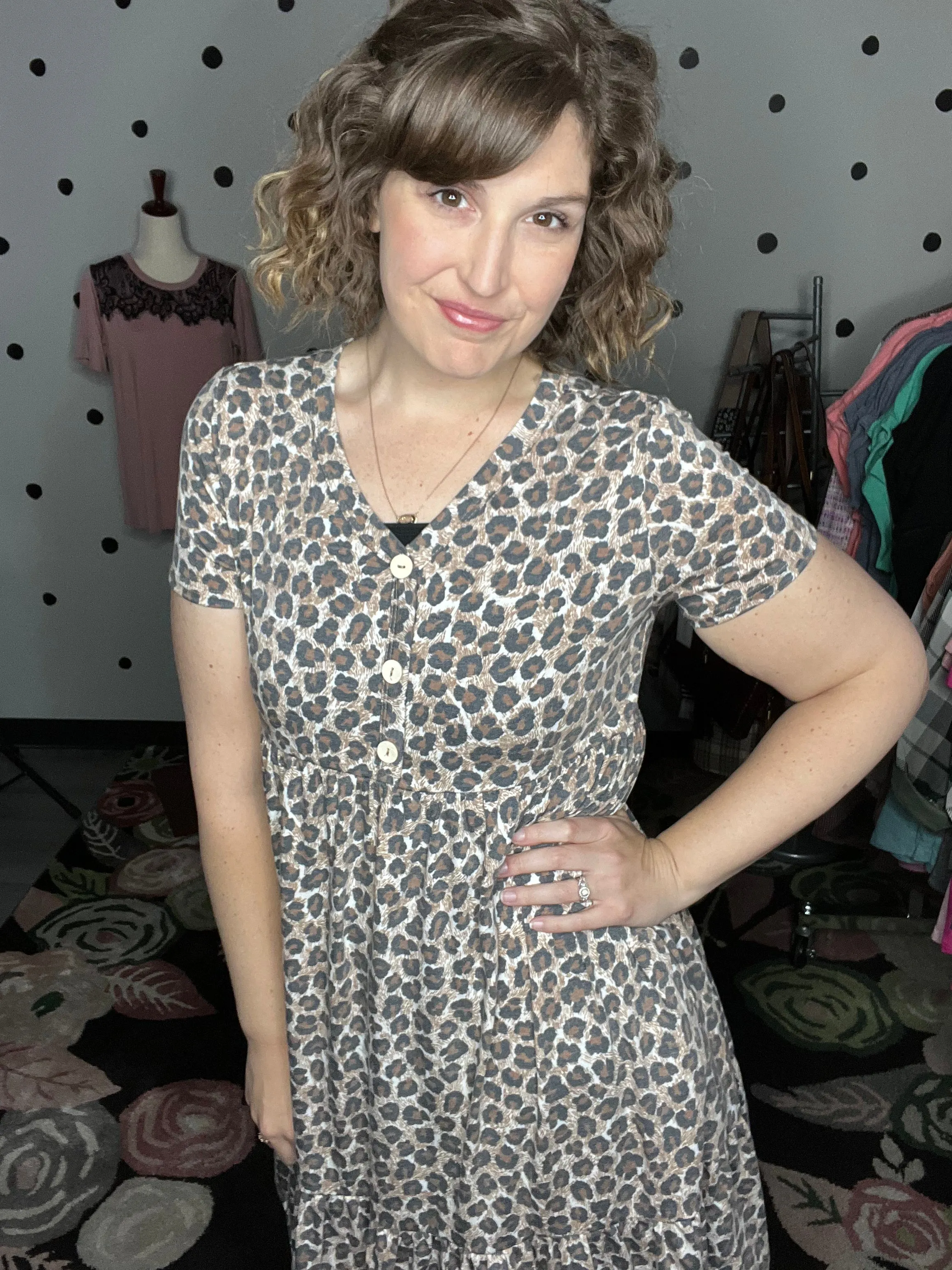 Taupe Leopard Fit & Flare Dress