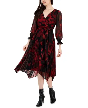 Taylor Women's Printed Pleated Fit & Flare Dress 2671M Black 12