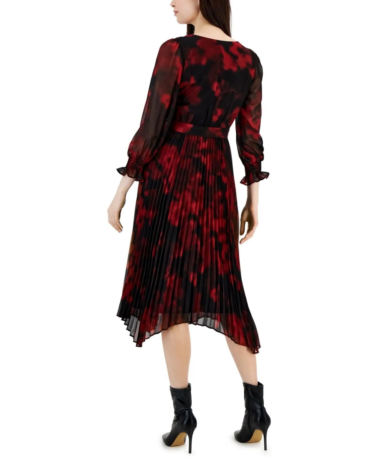 Taylor Women's Printed Pleated Fit & Flare Dress 2671M Black 12