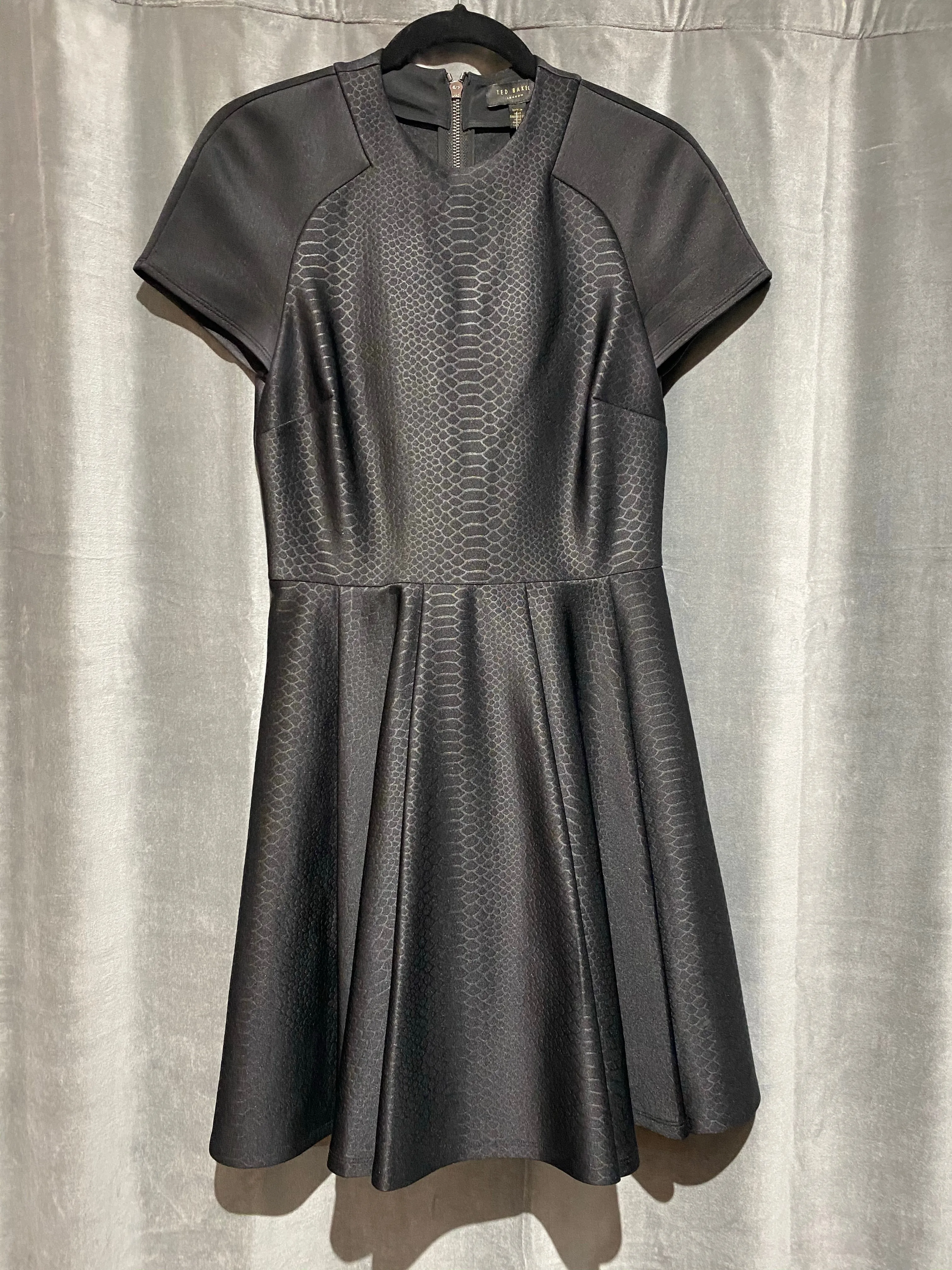 Ted Baker Black Fit and Flare Short Sleeve Dress