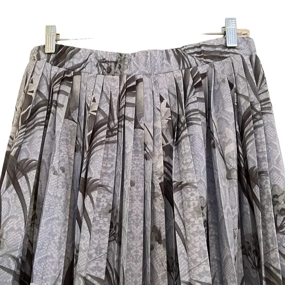 Ted Baker Blue/Grey Pleated Estie Highland Print  Midi Skirt 3(8) NEW