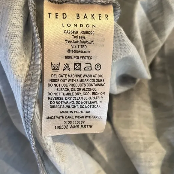 Ted Baker Blue/Grey Pleated Estie Highland Print  Midi Skirt 3(8) NEW