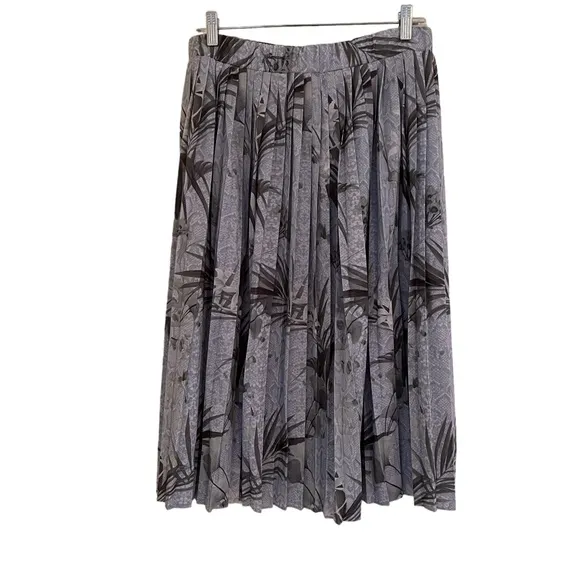 Ted Baker Blue/Grey Pleated Estie Highland Print  Midi Skirt 3(8) NEW