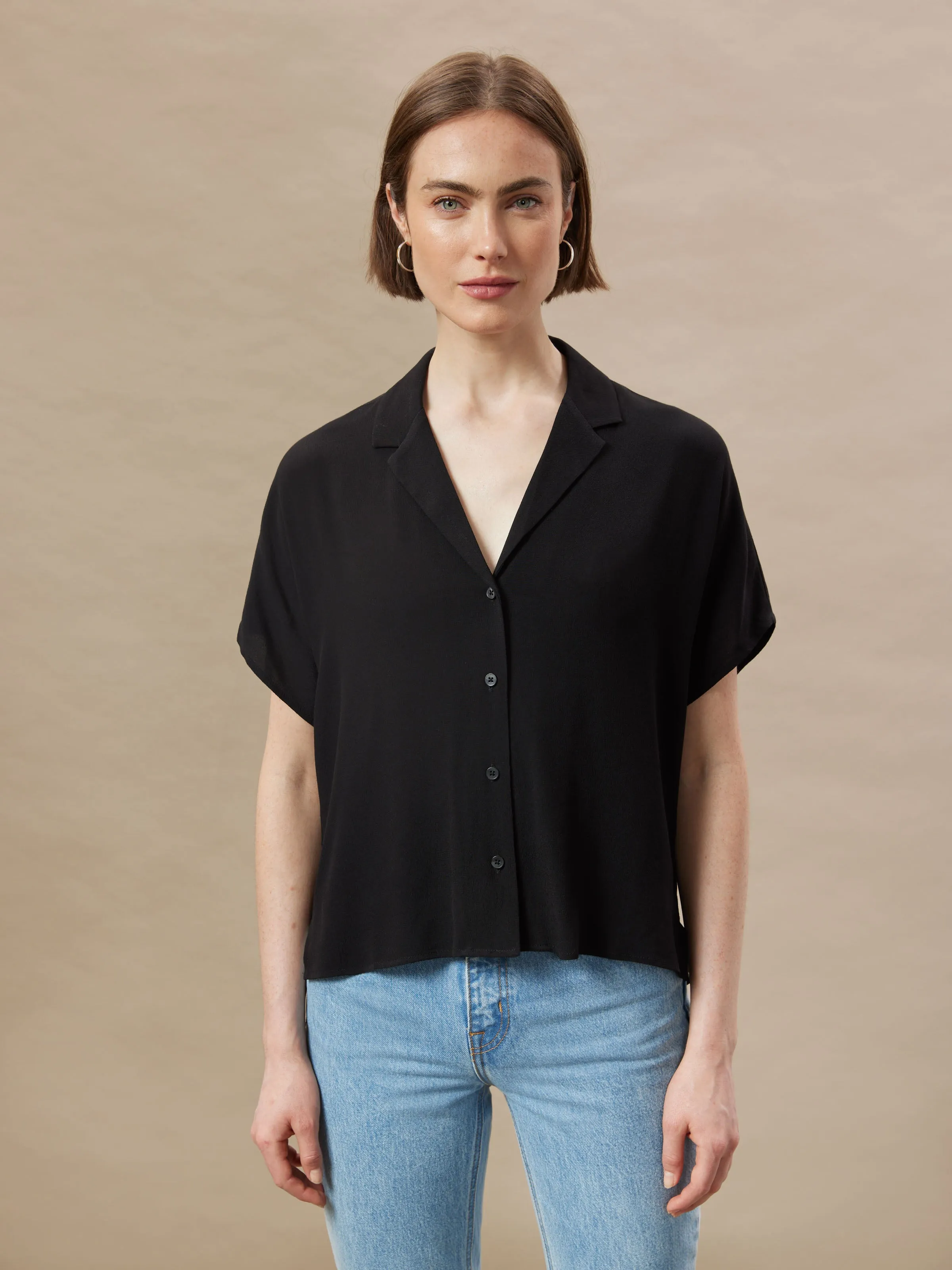 The Camp Collar Blouse in Black