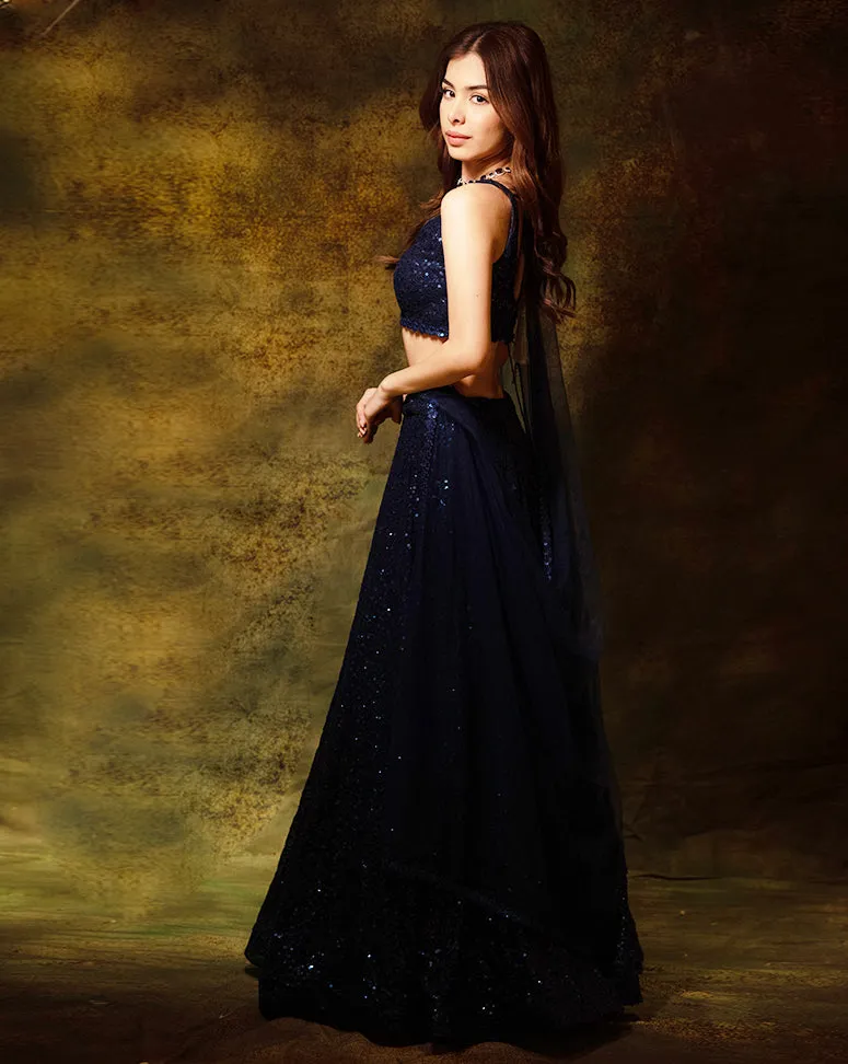 The Sequins Blue Lehenga